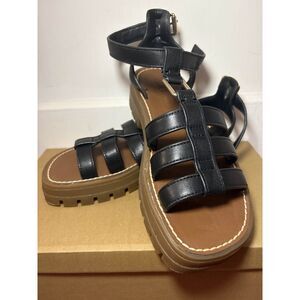 Steve Madden Jarelli Black Leather Sandals